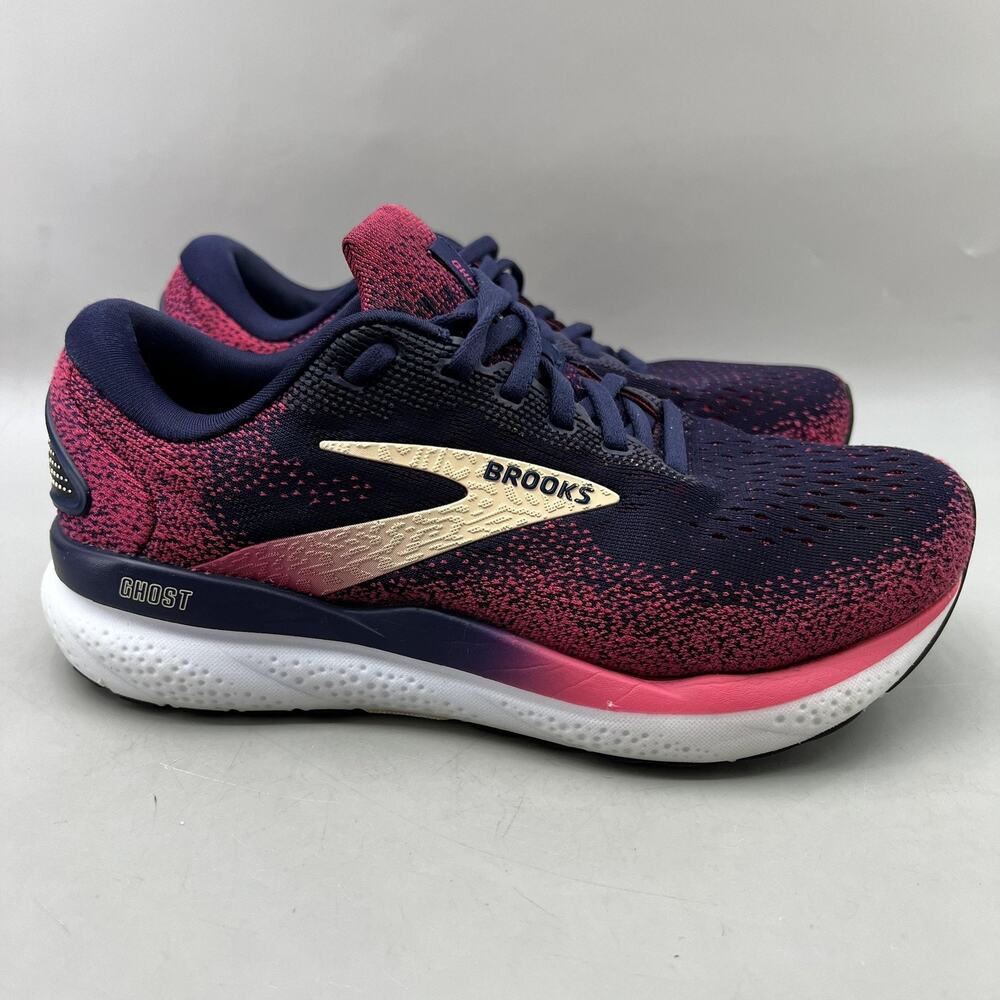 Brooks Ghost 16 Running Shoes Women Size 6.5 2E Wide Red Blue Comfort Sneakers